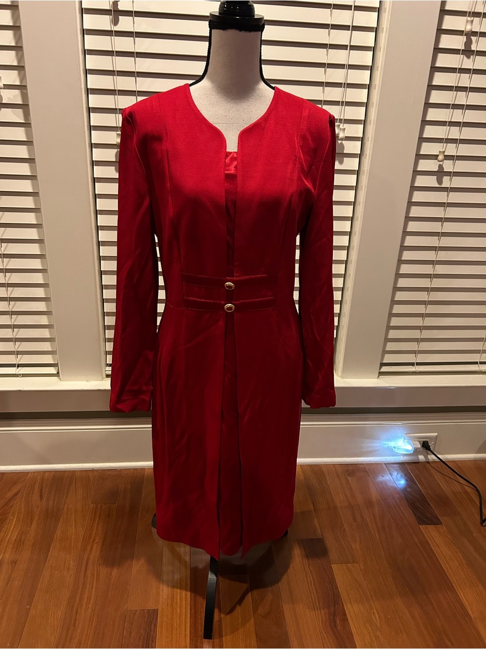 Vintage Julian Taylor Dress Womens 14 Red Sleeve Business Formal size 10